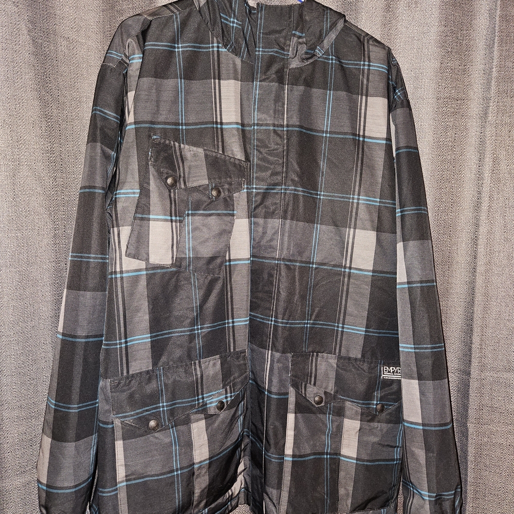 Empyre Black and Gray Plaid Snowboard   Jacket